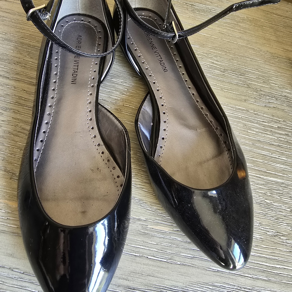 Adrienne Vittadini Black Patent Flats